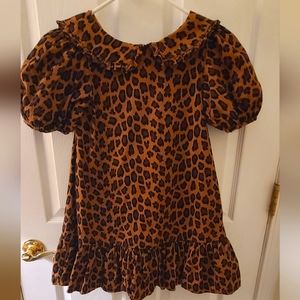 Girls size 8 Leopard puff sleeved ruffle dress